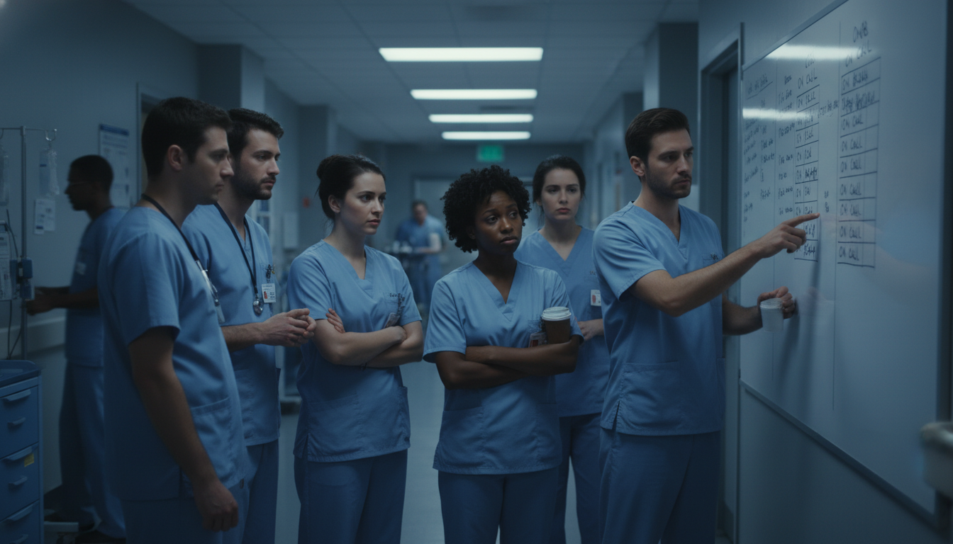 OB GYN residents looking at duty schedule and discussing workload OB GYN residents looking at duty schedule and discussing workload - Caribbean medical school residency for Resident Turnover