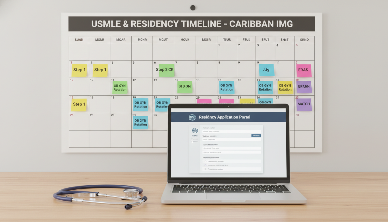Timeline planning for Step exams and OB GYN residency application - Caribbean medical school residency for Step Score Strateg