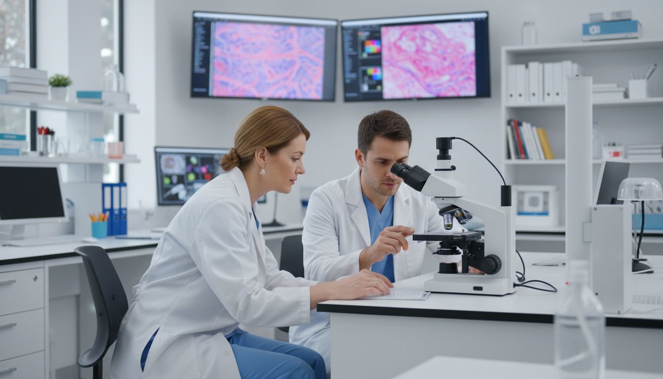 Pathology Resident Reviewing Slides During Interview Day Pathology Resident Reviewing Slides During Interview Day - Caribbean medical school residency for Common Interview Questions