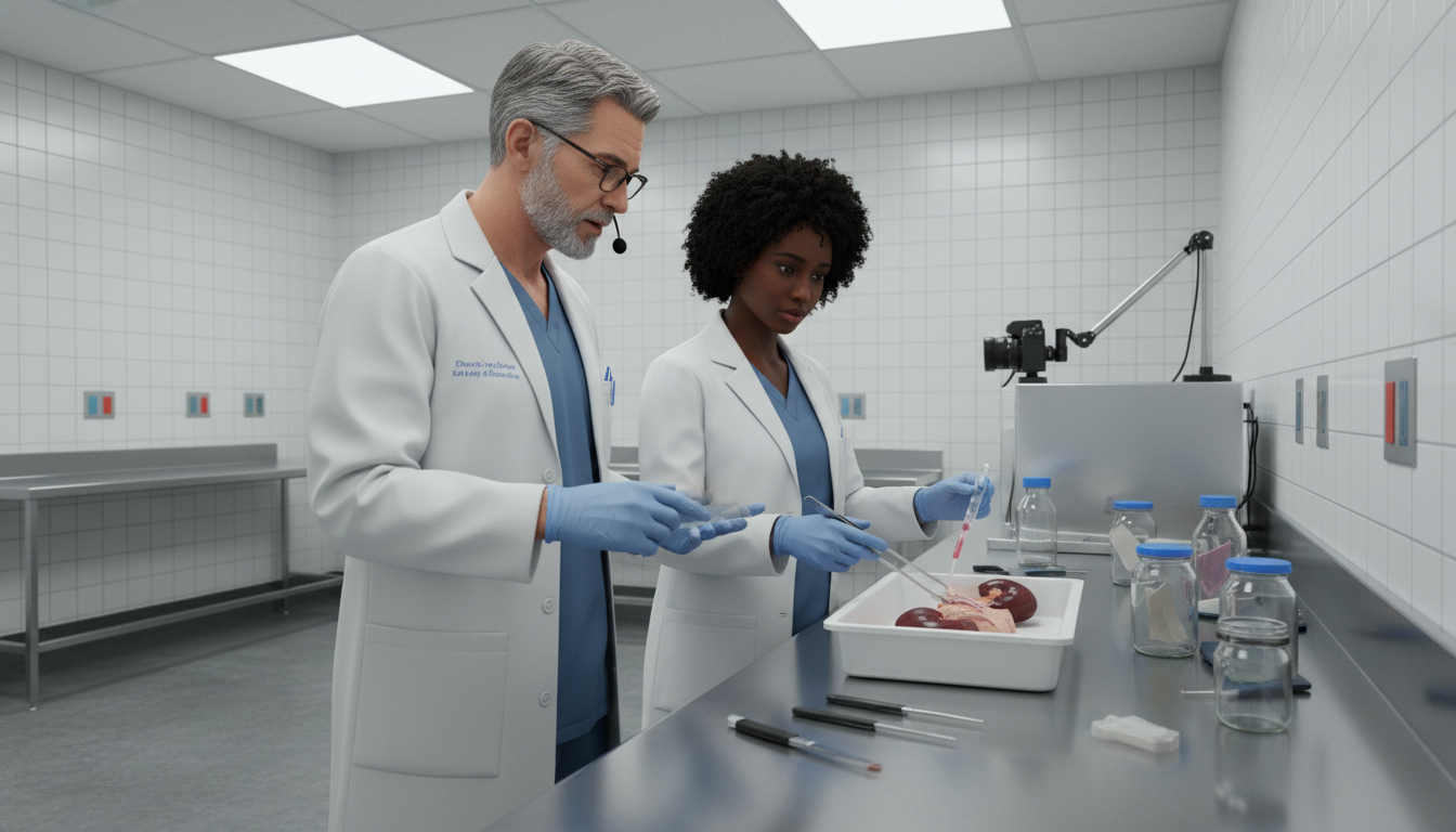 Caribbean IMG working with faculty in a pathology gross room Caribbean IMG working with faculty in a pathology gross room - Caribbean medical school residency for Addressing Red Flags fo