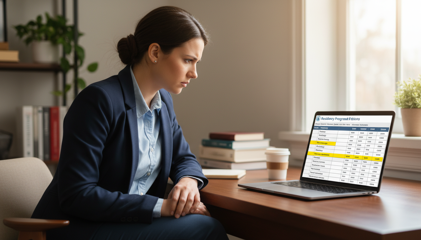 Residency applicant reviewing unfilled pathology programs during SOAP - Caribbean medical school residency for SOAP Preparati