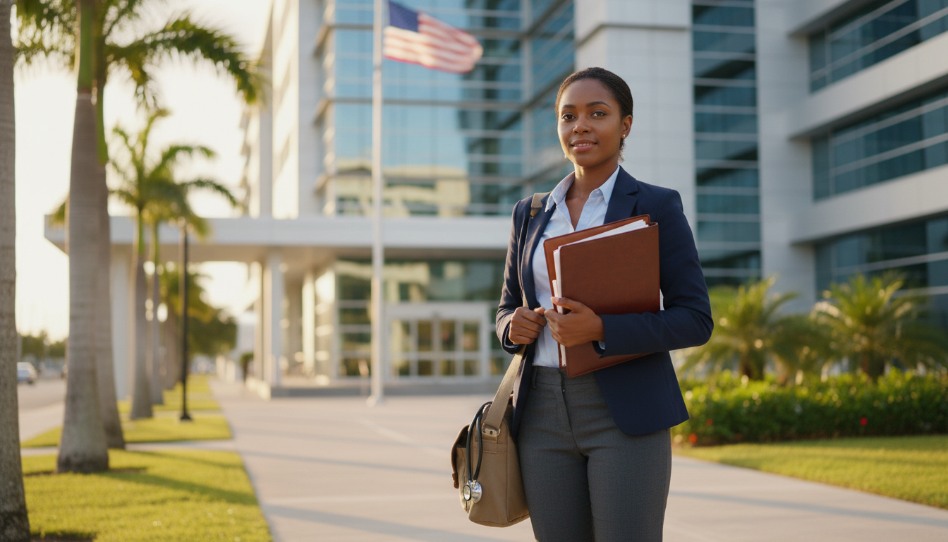 International Medical Graduate at U.S. Embassy for Visa Interview - Caribbean medical school residency for Visa Navigation fo