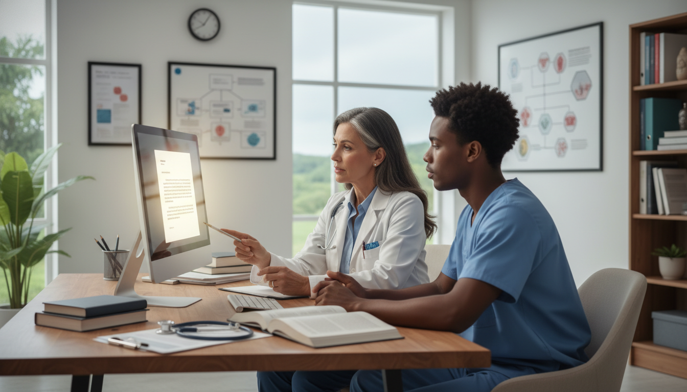 Resident mentor reviewing letter of recommendation draft with Caribbean IMG - Caribbean medical school residency for Letters