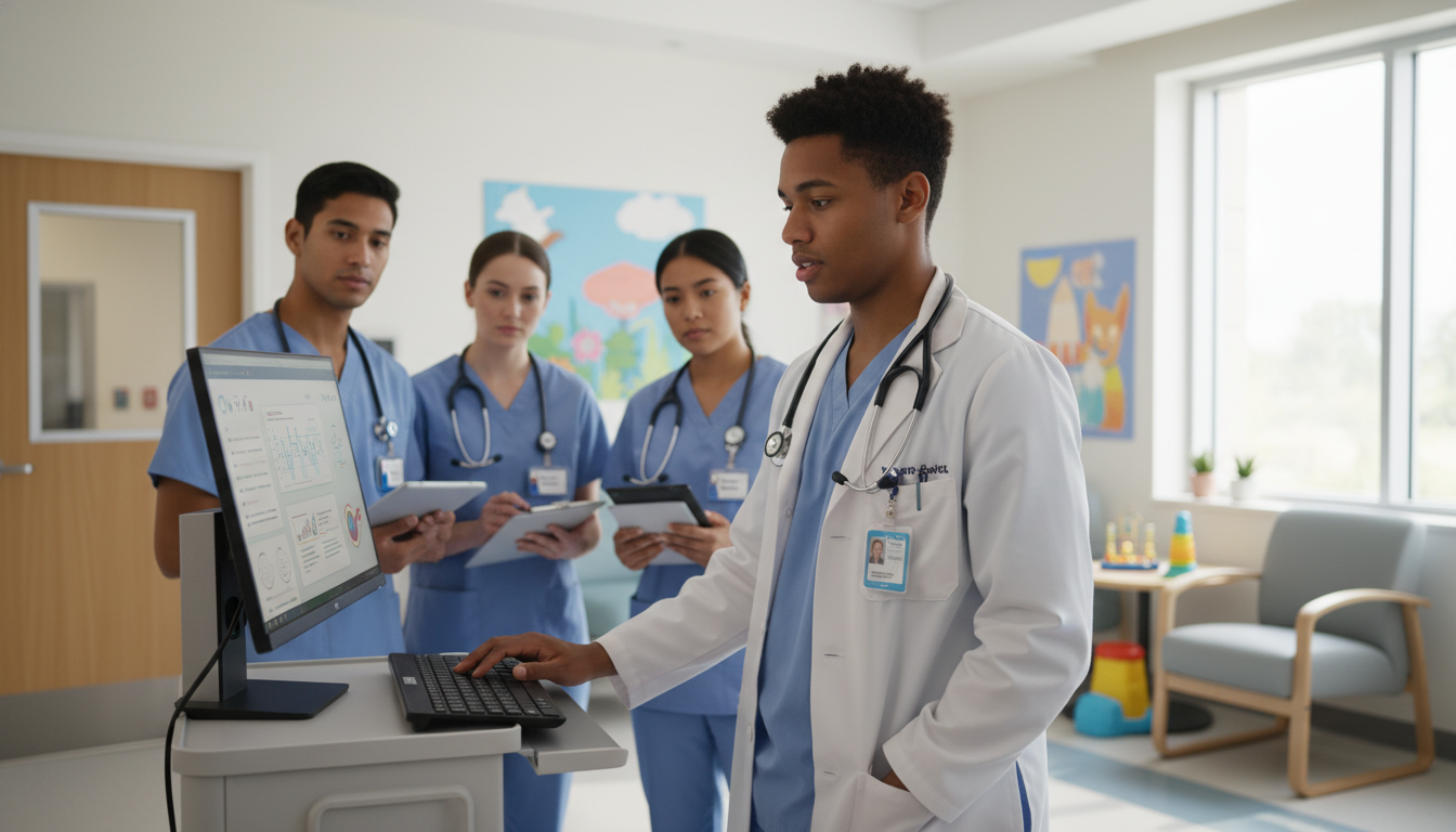 Triple board resident during a pediatric inpatient rotation Triple board resident during a pediatric inpatient rotation - Caribbean medical school residency for Work-Life Balance Assess
