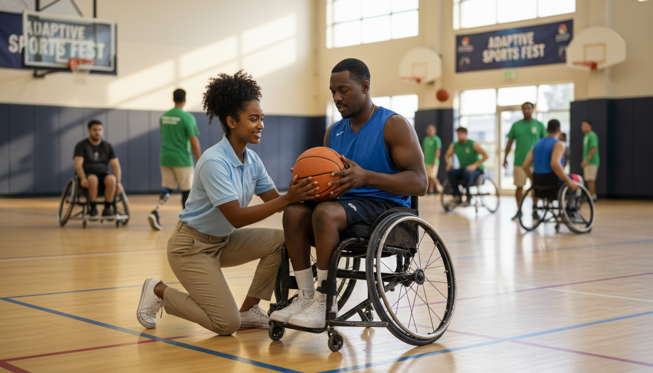 Medical student volunteering at adaptive sports event Medical student volunteering at adaptive sports event - Caribbean medical school residency for CV Building for Caribbean IMG