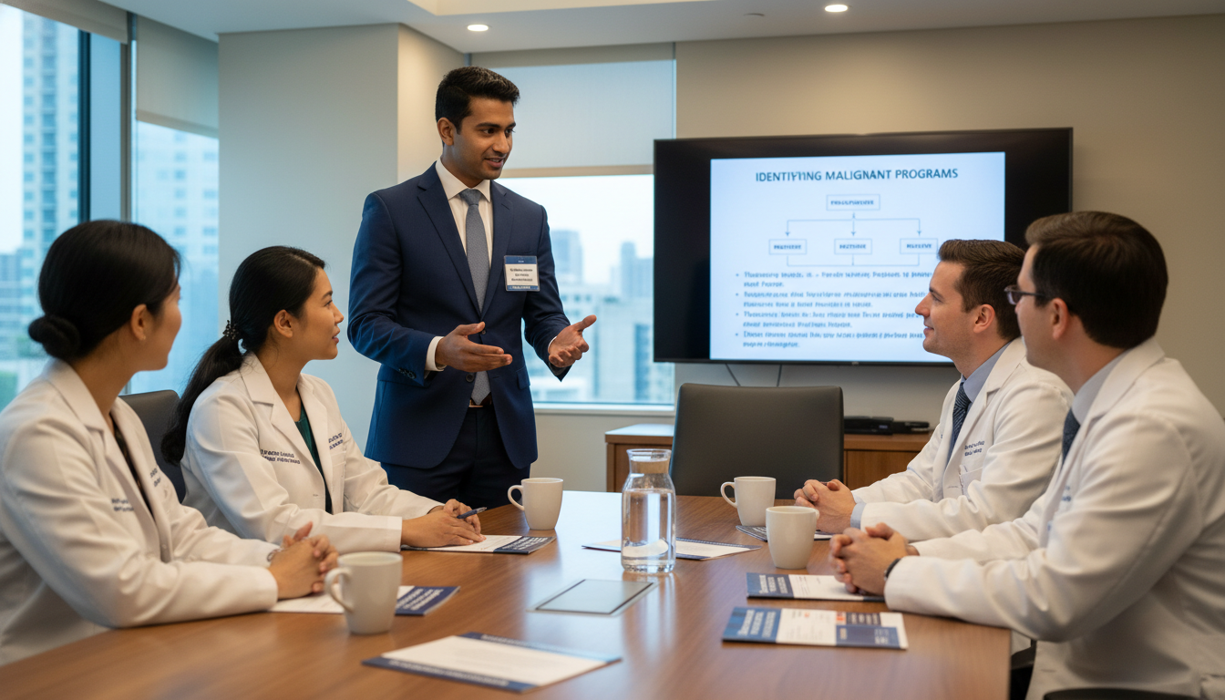 Caribbean IMG speaking with residents during a hospital residency interview day Caribbean IMG speaking with residents during a hospital residency interview day - Caribbean medical school residency for Iden