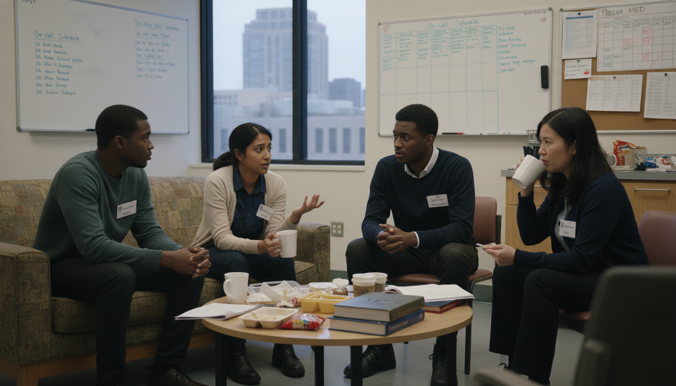 Medical residents discussing program culture and support Medical residents discussing program culture and support - Caribbean medical school residency for Resident Turnover Warning S