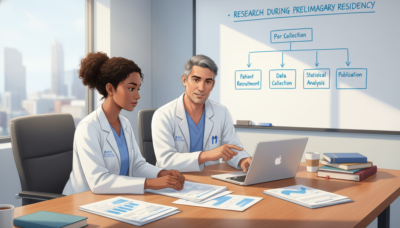 Surgical resident and faculty mentor discussing research project Surgical resident and faculty mentor discussing research project - Caribbean medical school residency for Research During Res