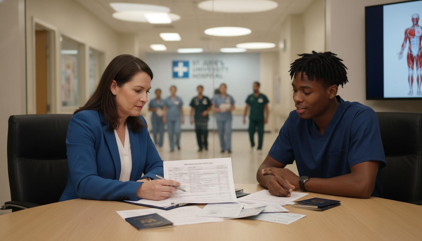 Surgery residency program director discussing visa options with an IMG applicant Surgery residency program director discussing visa options with an IMG applicant - Caribbean medical school residency for Vis