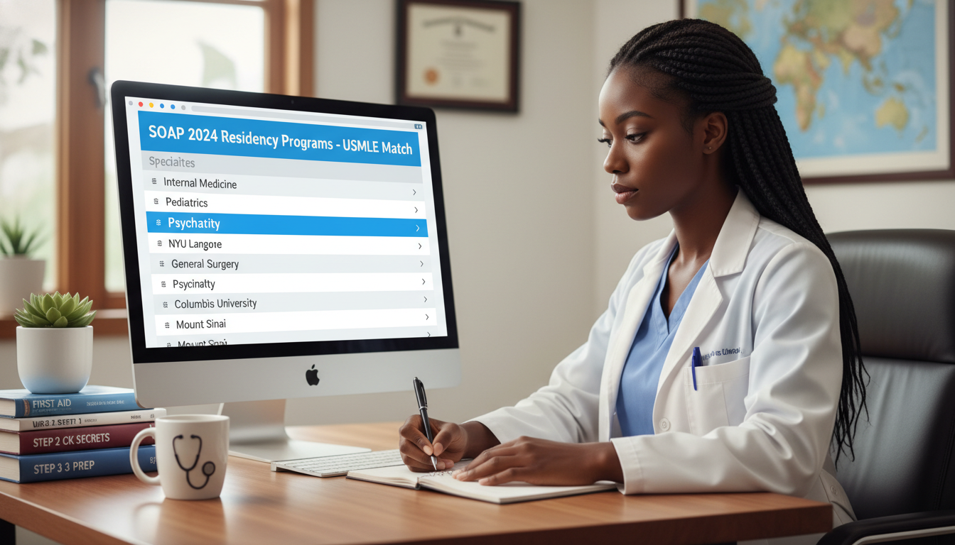 Caribbean IMG reviewing SOAP psychiatry program list - Caribbean medical school residency for SOAP Preparation for Caribbean