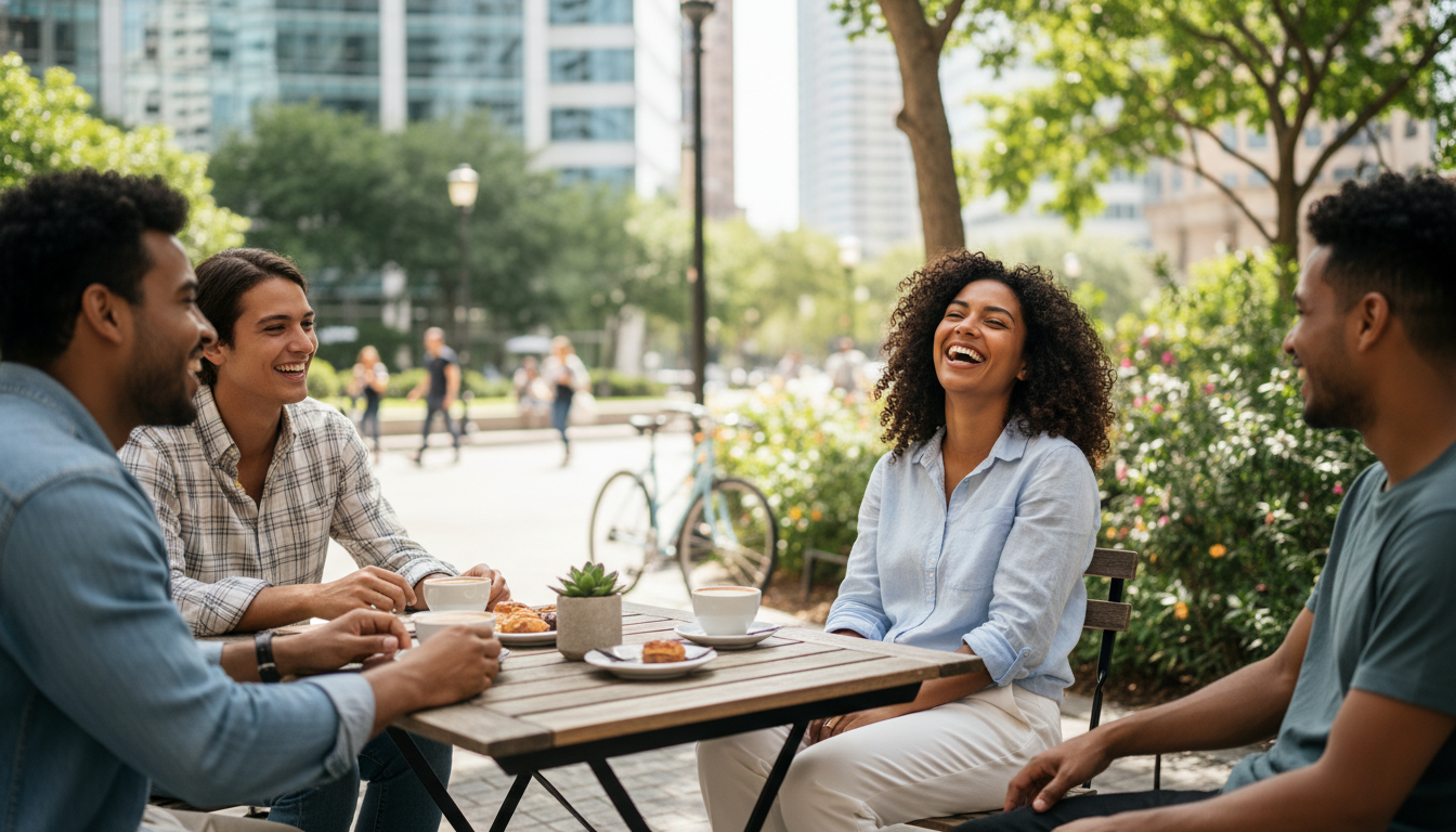Psychiatry resident enjoying time off with friends outdoors Psychiatry resident enjoying time off with friends outdoors - Caribbean medical school residency for Work-Life Balance Assess