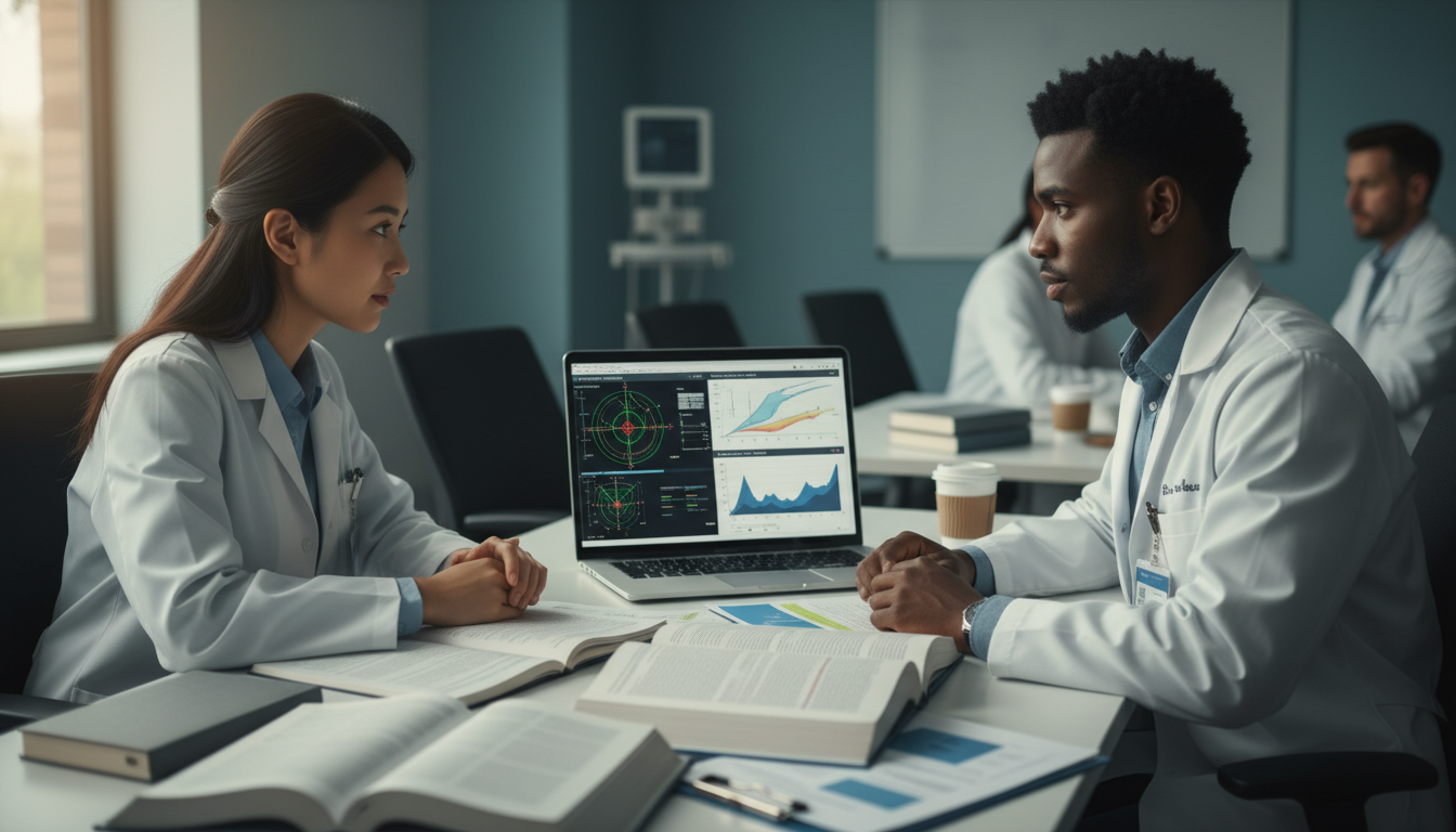 Radiation oncology resident and Caribbean IMG discussing research - Caribbean medical school residency for Networking in Medi