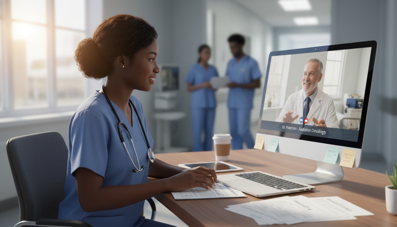 Caribbean IMG in a virtual meeting with a radiation oncology mentor Caribbean IMG in a virtual meeting with a radiation oncology mentor - Caribbean medical school residency for Pre-Match Commun