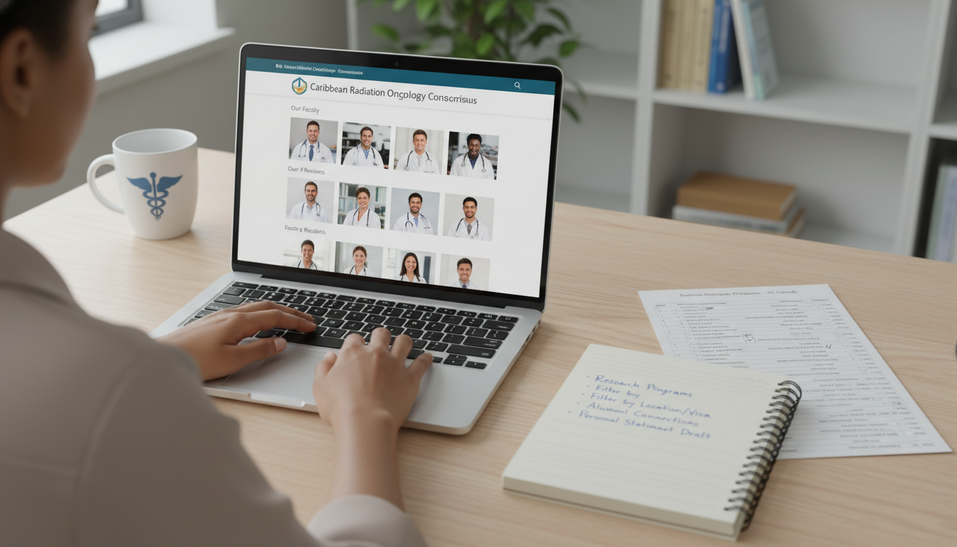 Residency program website review on a laptop with notes Residency program website review on a laptop with notes - Caribbean medical school residency for How to Research Programs for