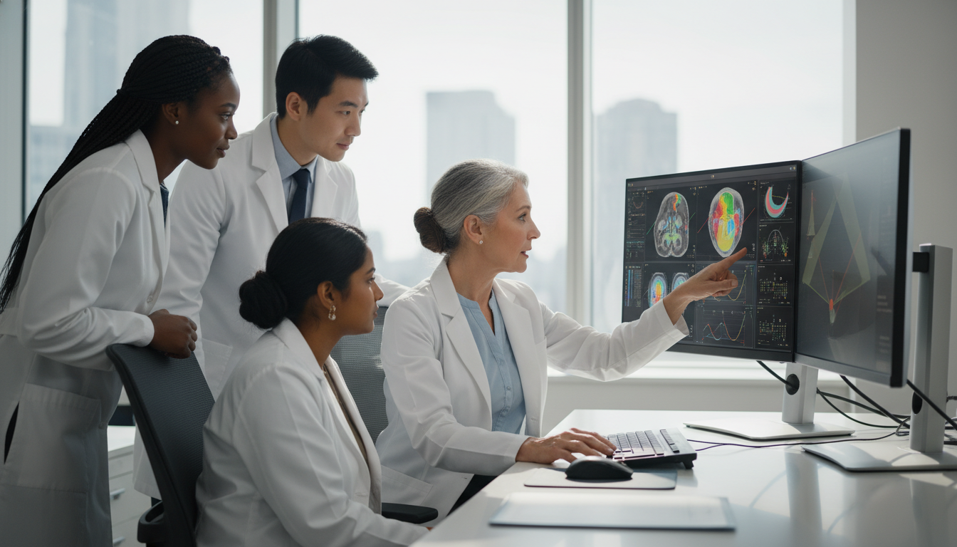 Radiation oncology residents collaborating in a hospital workstation Radiation oncology residents collaborating in a hospital workstation - Caribbean medical school residency for How to Research