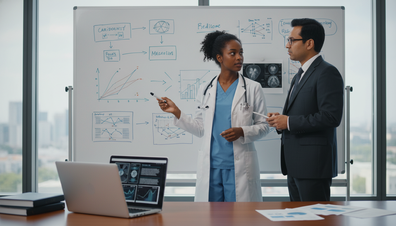 Medical student collaborating on radiation oncology research with mentor Medical student collaborating on radiation oncology research with mentor - Caribbean medical school residency for Research Pr