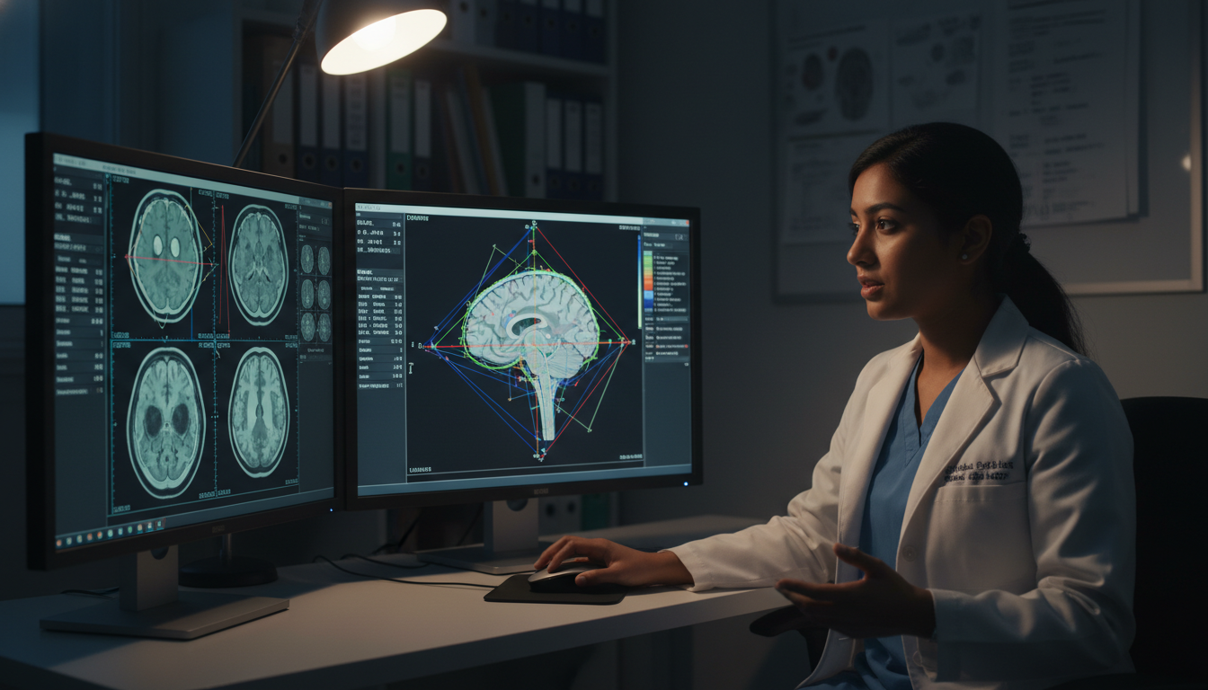 Radiation oncology resident reviewing oncologic imaging Radiation oncology resident reviewing oncologic imaging - Caribbean medical school residency for USMLE Step 2 CK Preparation