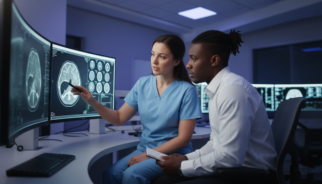 Diagnostic radiology resident teaching a visiting Caribbean IMG Diagnostic radiology resident teaching a visiting Caribbean IMG - Caribbean medical school residency for Away Rotation Strate