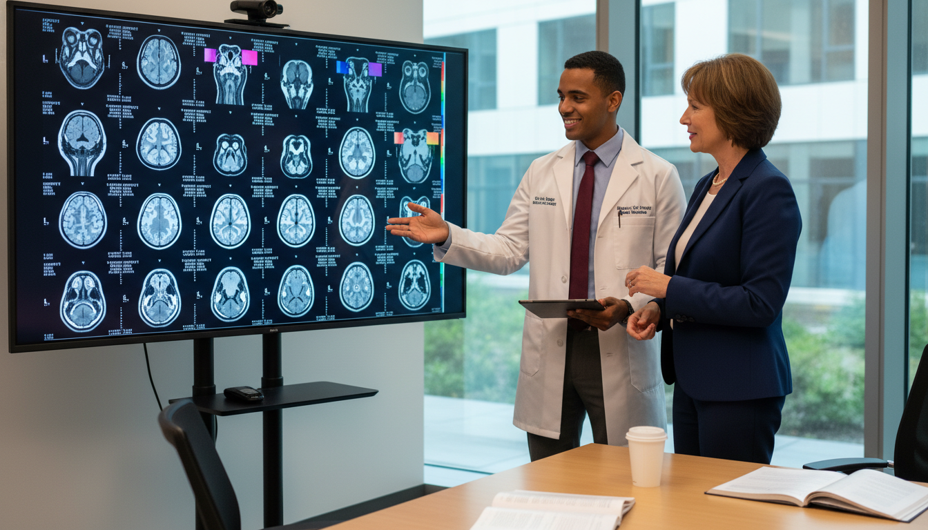 Diagnostic radiology resident and program director in discussion Diagnostic radiology resident and program director in discussion - Caribbean medical school residency for Pre-Match Communica