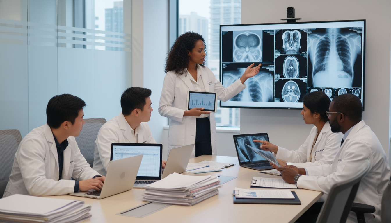 Radiology residents collaborating on research data Radiology residents collaborating on research data - Caribbean medical school residency for Research During Residency for Car
