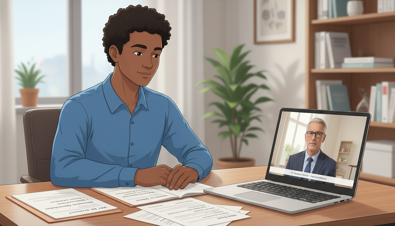 Residency applicant practicing video interview and communication skills Residency applicant practicing video interview and communication skills - Caribbean medical school residency for Pre-Match Co