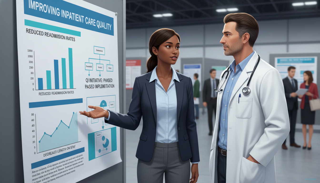 Resident presenting a research poster relevant to transitional year residency - Caribbean medical school residency for Resear