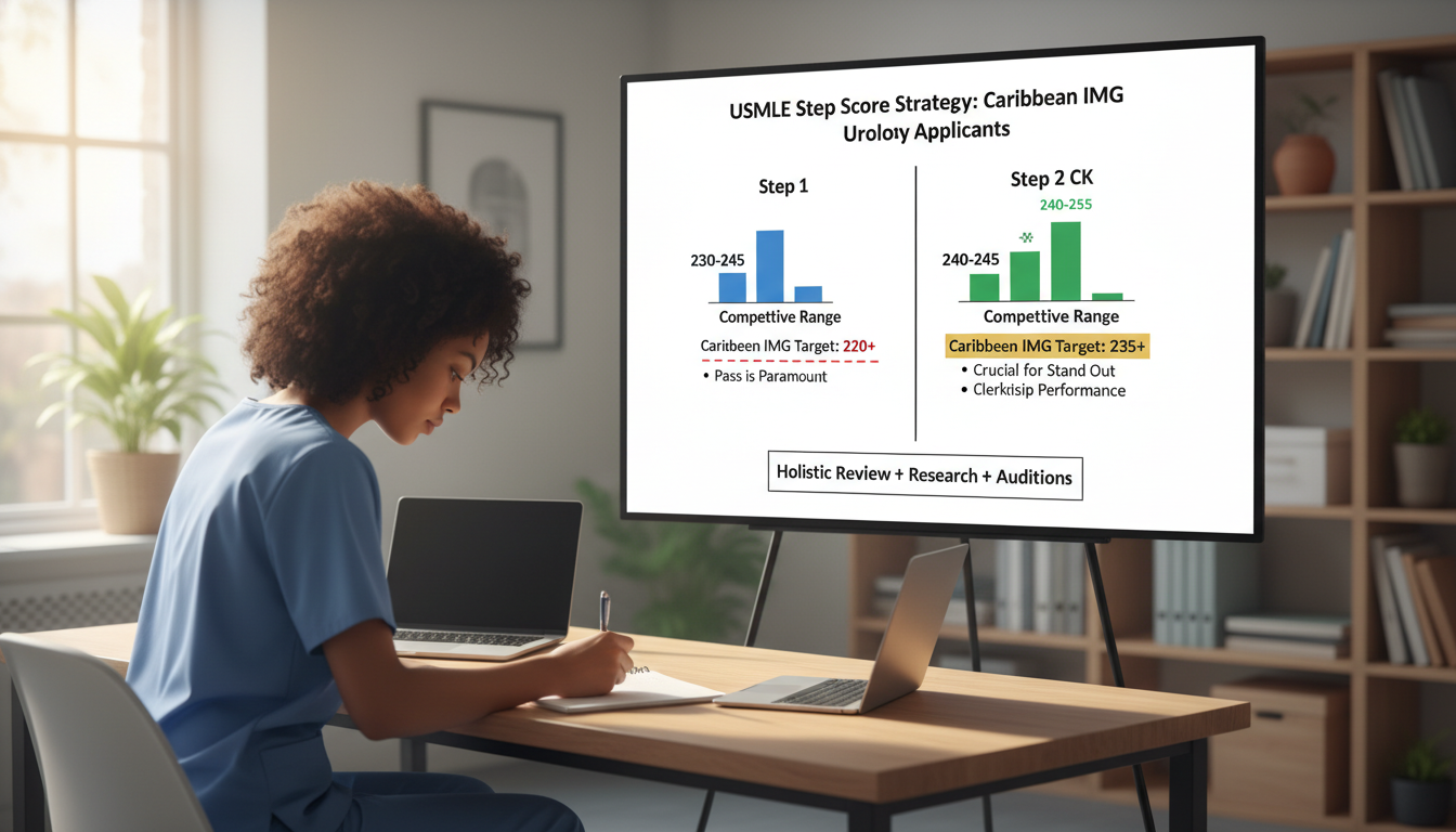 Caribbean IMG comparing Step score targets for urology residency - Caribbean medical school residency for Step Score Strategy