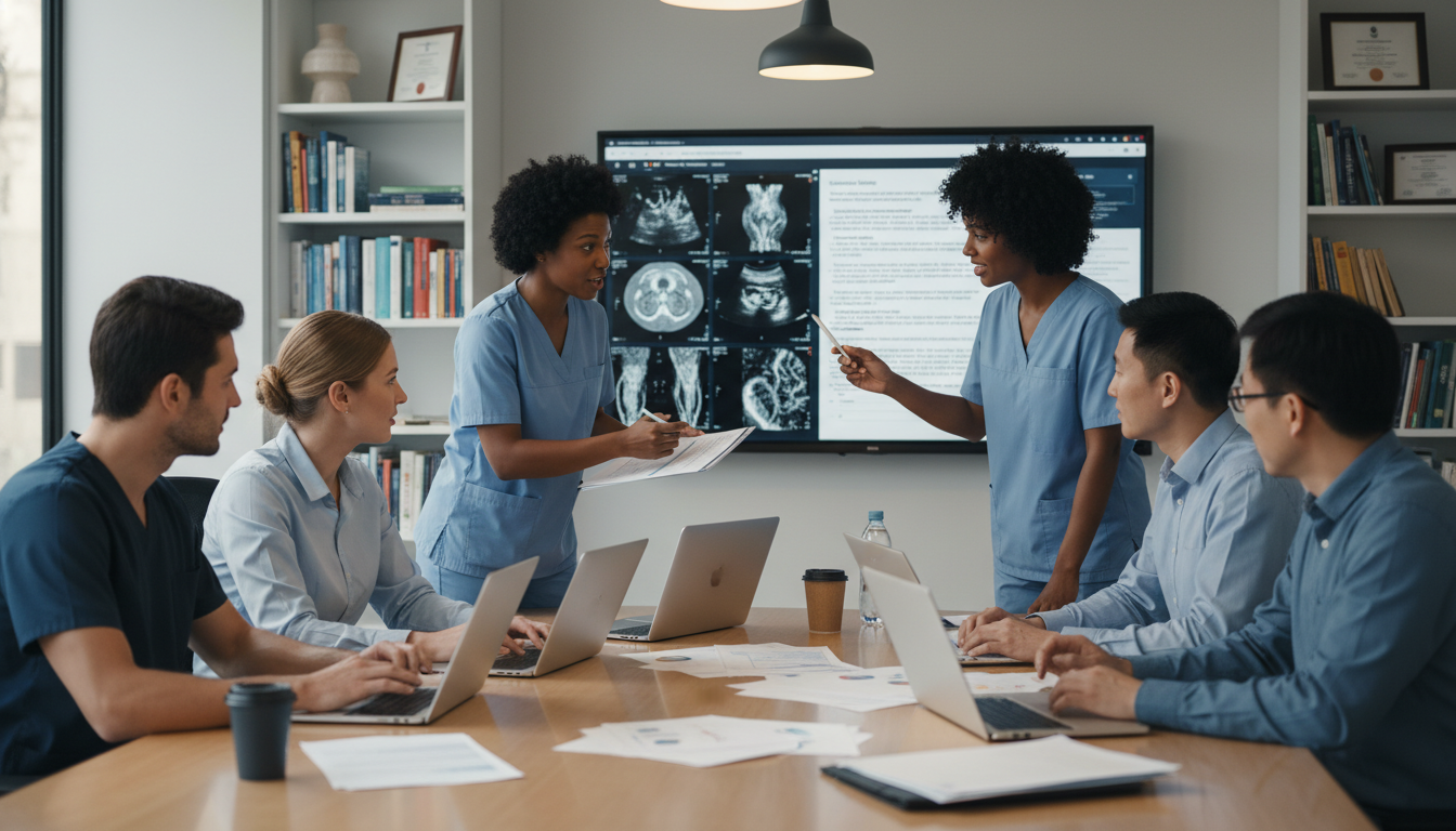Vascular surgery residents collaborating on a research project Vascular surgery residents collaborating on a research project - Caribbean medical school residency for Research During Resid