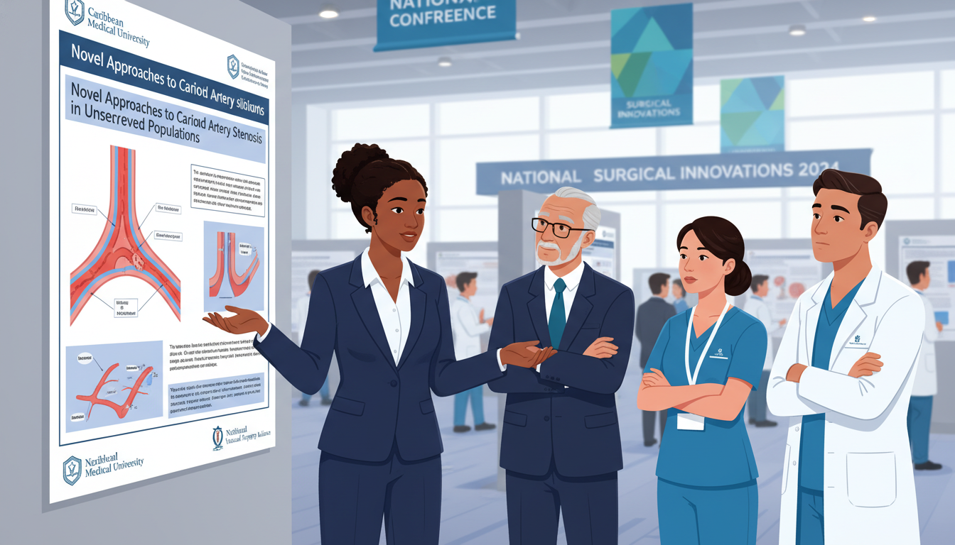 Caribbean IMG vascular surgery resident presenting research at a conference Caribbean IMG vascular surgery resident presenting research at a conference - Caribbean medical school residency for Research