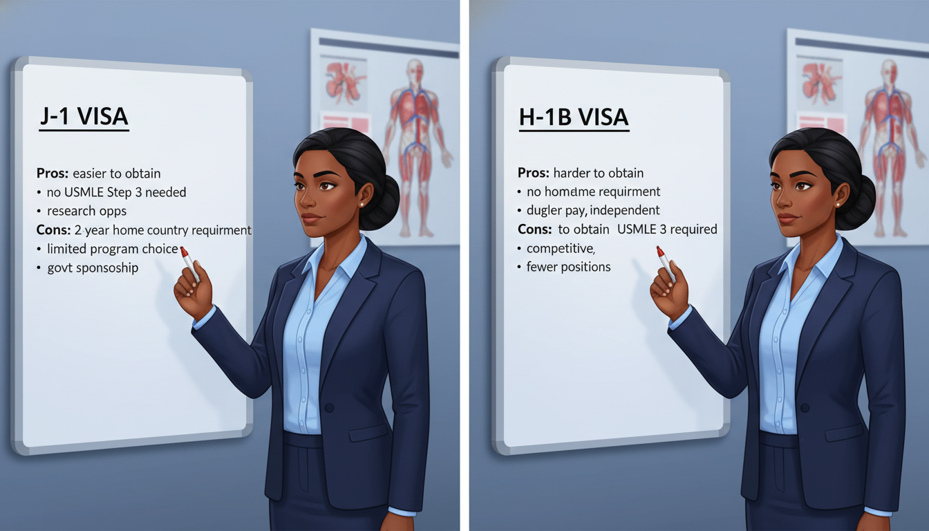 Decision making about J-1 vs H-1B visas for vascular surgery residency - Caribbean medical school residency for Visa Navigati
