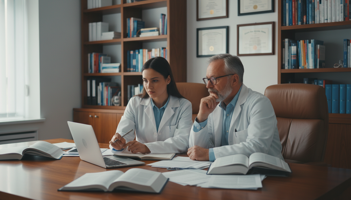 Resident and mentor discussing addiction medicine case Resident and mentor discussing addiction medicine case - DO graduate residency for Networking in Medicine for DO Graduate in