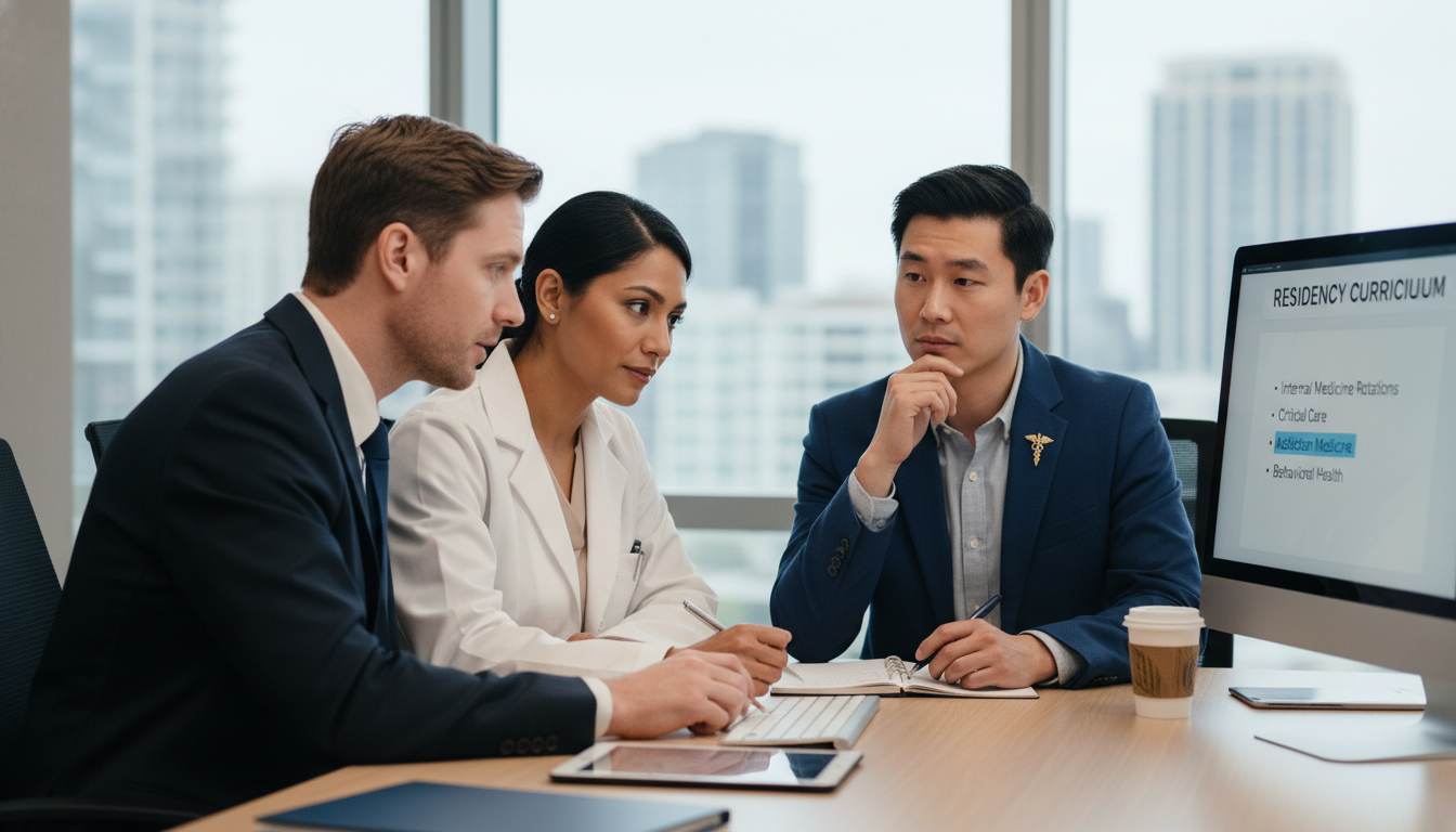 Program director explaining residency curriculum to an applicant Program director explaining residency curriculum to an applicant - DO graduate residency for How to Research Programs for DO
