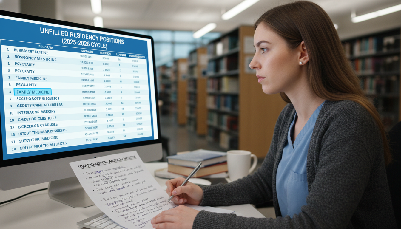 Residency applicant reviewing unfilled SOAP positions list - DO graduate residency for SOAP Preparation for DO Graduate in Ad