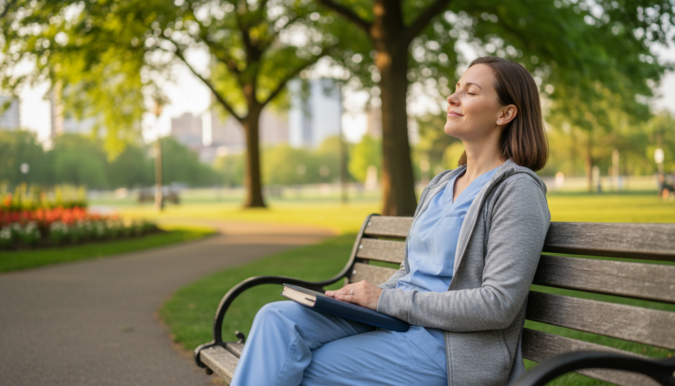 Physician practicing self-care for preventing burnout Physician practicing self-care for preventing burnout - DO graduate residency for Work-Life Balance Assessment for DO Graduat
