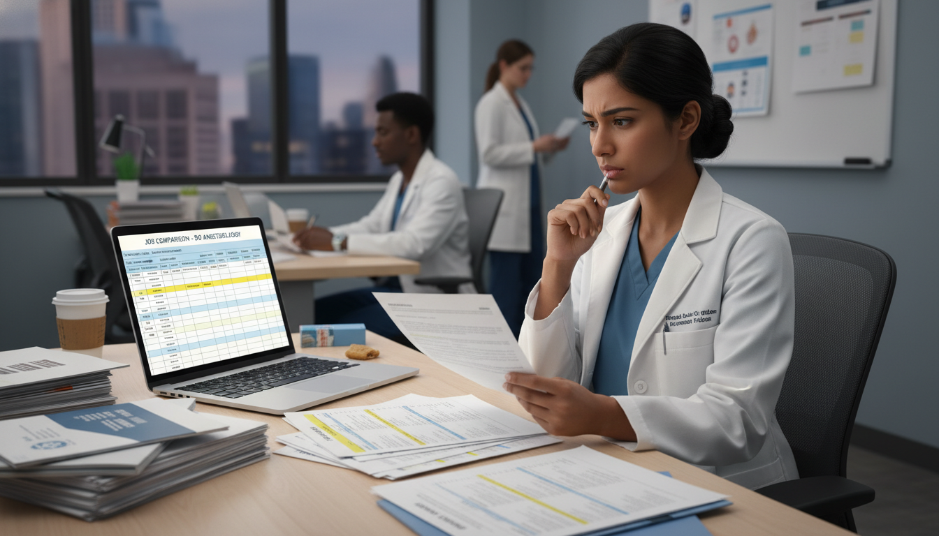 Anesthesiology resident reviewing job offers and contracts - DO graduate residency for Job Search Timing for DO Graduate in A