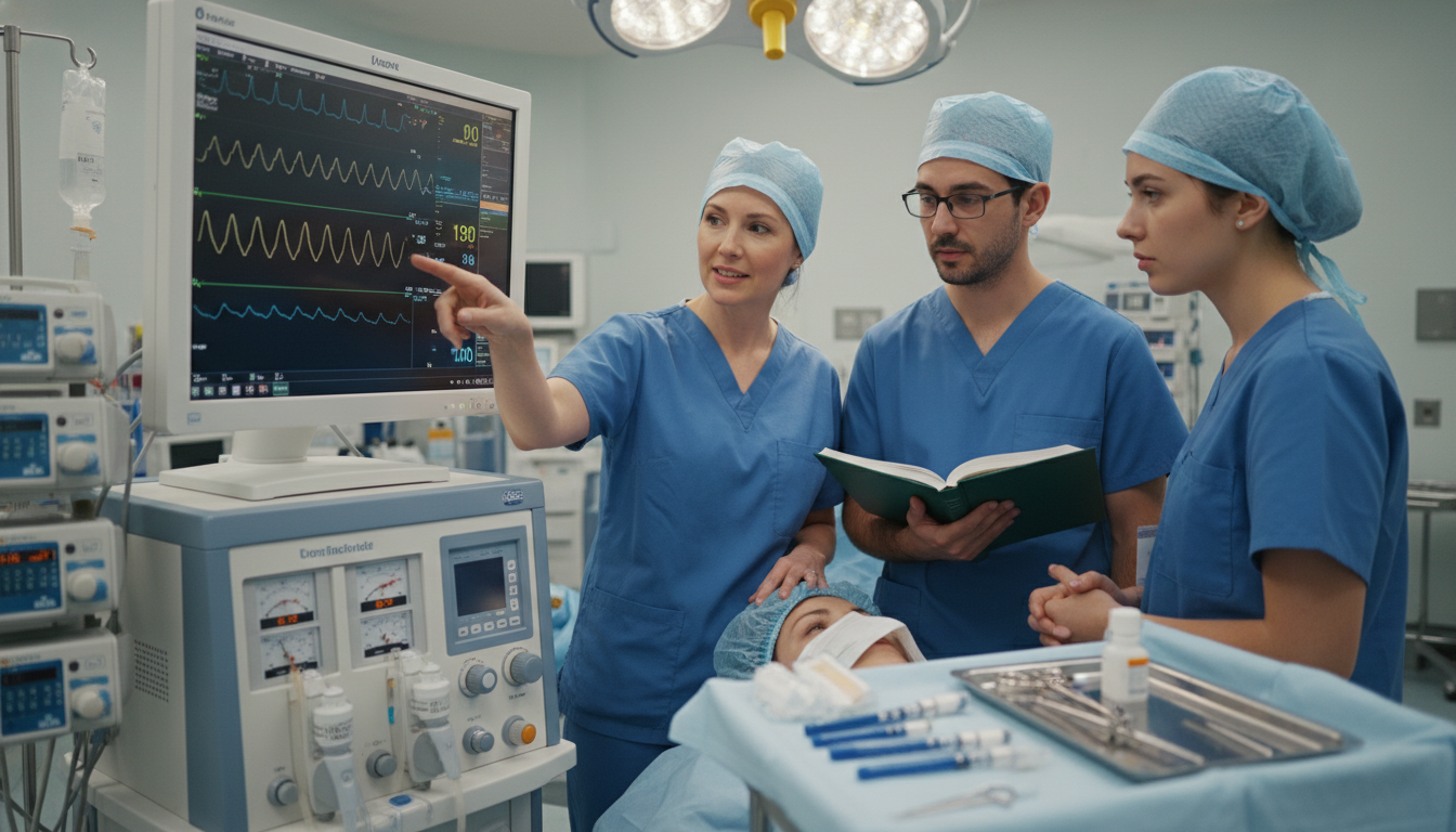 Anesthesiology resident and attending evaluating a medical student in the OR - DO graduate residency for Letters of Recommend