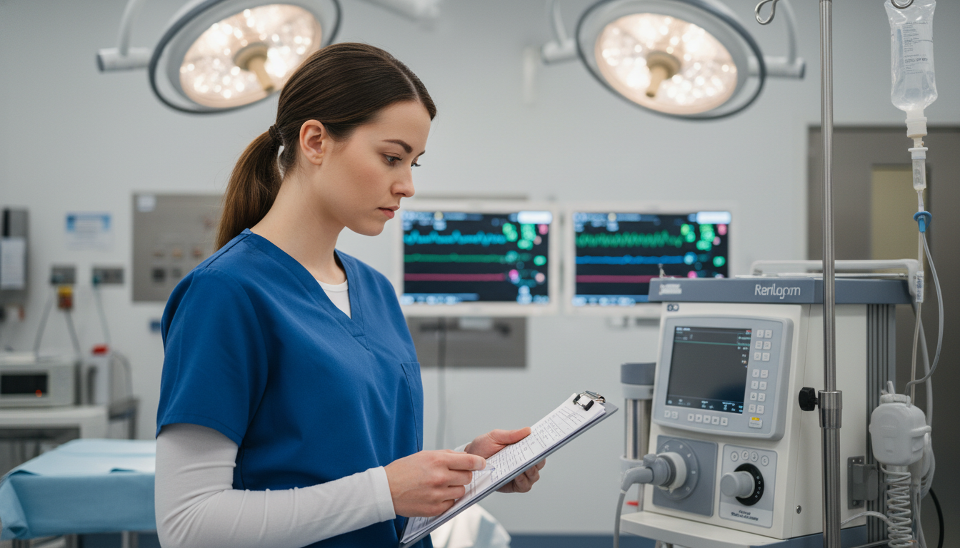 Anesthesia resident in an operating room reflecting on workload and safety Anesthesia resident in an operating room reflecting on workload and safety - DO graduate residency for Identifying Malignant