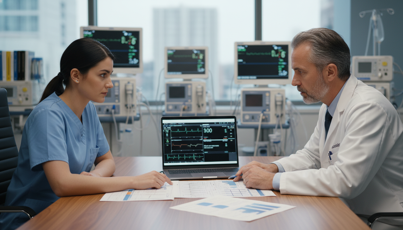 Anesthesiology DO resident working with a faculty mentor reviewing research data Anesthesiology DO resident working with a faculty mentor reviewing research data - DO graduate residency for Research Profile