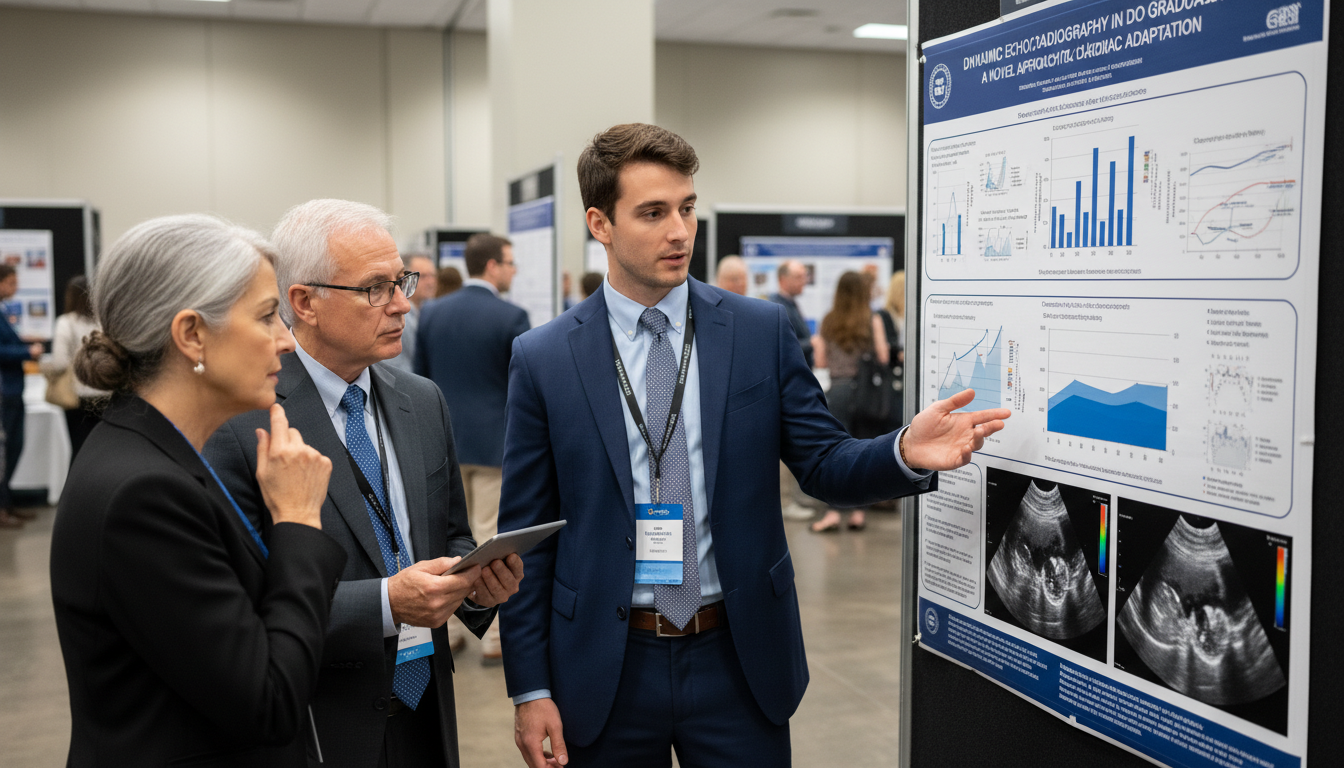 Cardiology fellow candidate presenting research poster - DO graduate residency for Research During Residency for DO Graduate