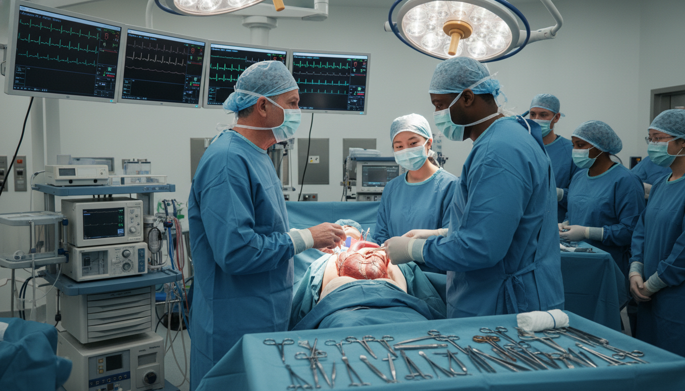 Cardiothoracic surgery team in academic teaching hospital operating room Cardiothoracic surgery team in academic teaching hospital operating room - DO graduate residency for Academic vs Private Prac