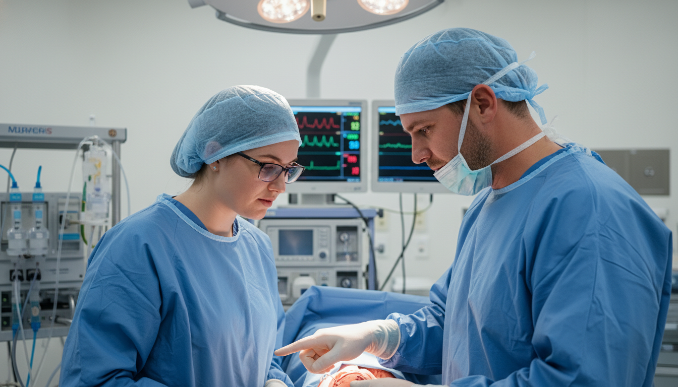 Cardiothoracic surgery attending mentoring DO student in operating room Cardiothoracic surgery attending mentoring DO student in operating room - DO graduate residency for Letters of Recommendation