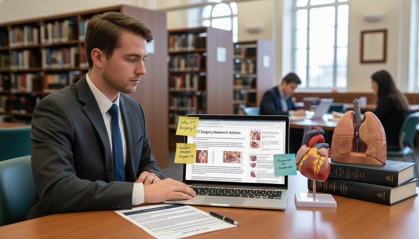 Cardiothoracic surgery residency applicant reviewing surgical cases - DO graduate residency for Pre-Interview Preparation for