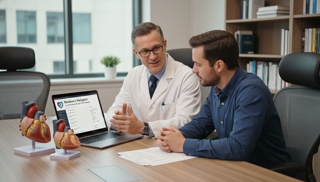 Cardiothoracic surgery attending discussing match strategy with DO graduate Cardiothoracic surgery attending discussing match strategy with DO graduate - DO graduate residency for Pre-Match Communicati