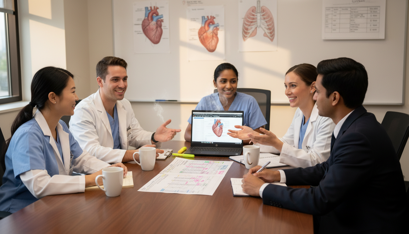Cardiothoracic surgery residents discussing program fit during residency interview day Cardiothoracic surgery residents discussing program fit during residency interview day - DO graduate residency for Questions