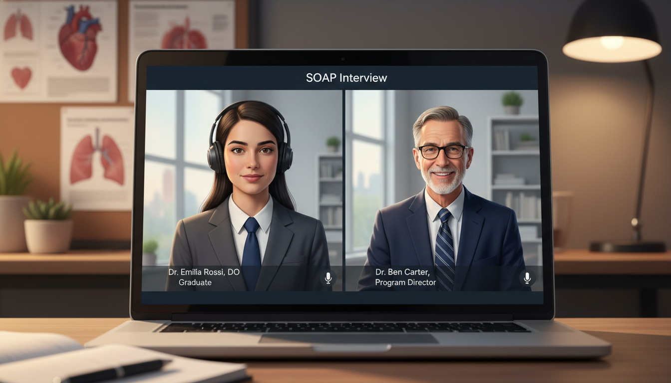 DO graduate on SOAP interview video call with surgical faculty - DO graduate residency for SOAP Preparation for DO Graduate i