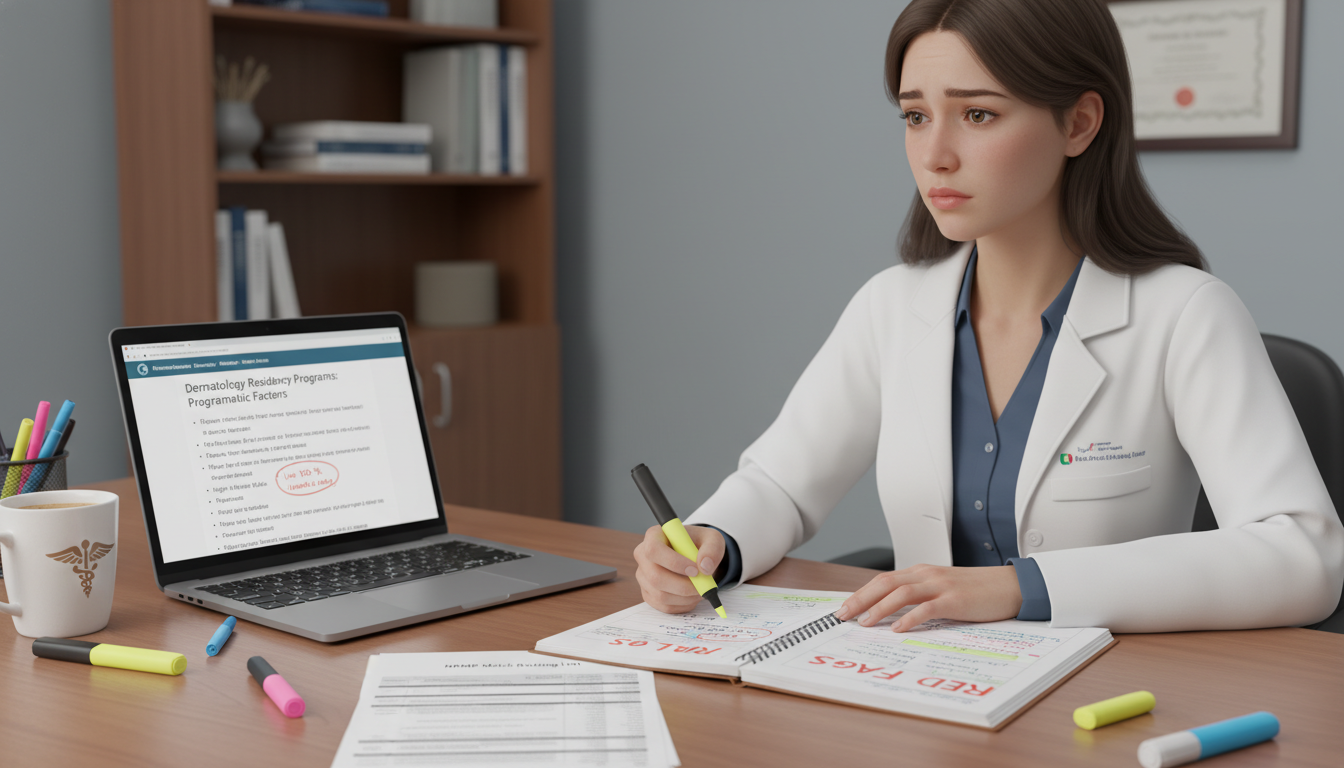 Dermatology resident reviewing residency offer and ranking programs Dermatology resident reviewing residency offer and ranking programs - DO graduate residency for Identifying Malignant Program