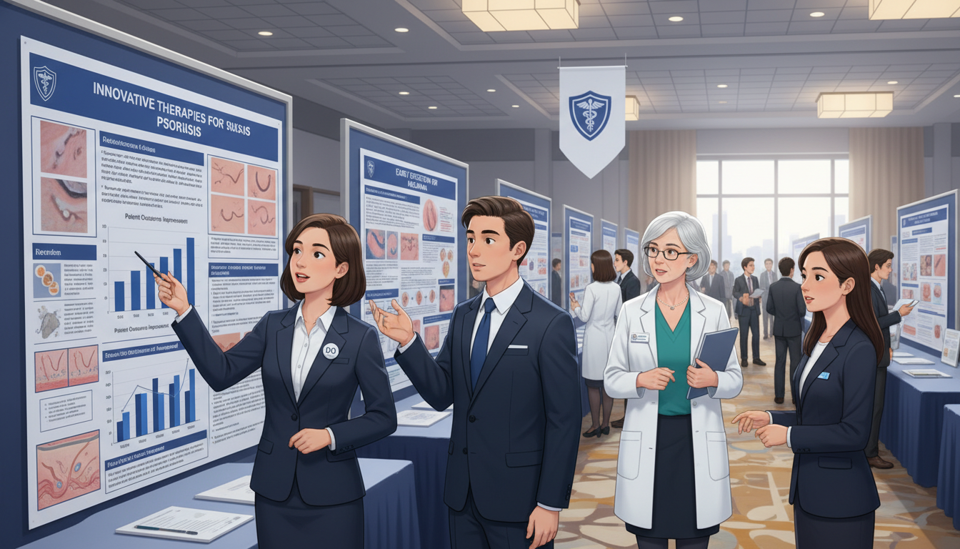 Dermatology residents networking at poster session Dermatology residents networking at poster session - DO graduate residency for Networking in Medicine for DO Graduate in Derm