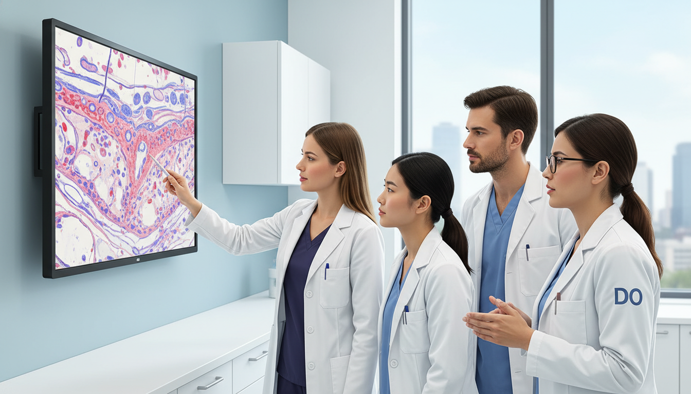 Dermatology residents and faculty in teaching clinic - DO graduate residency for Program Selection Strategy for DO Graduate i