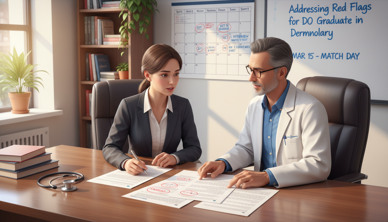 DO applicant meeting with mentor to address dermatology residency red flags DO applicant meeting with mentor to address dermatology residency red flags - DO graduate residency for Addressing Red Flags