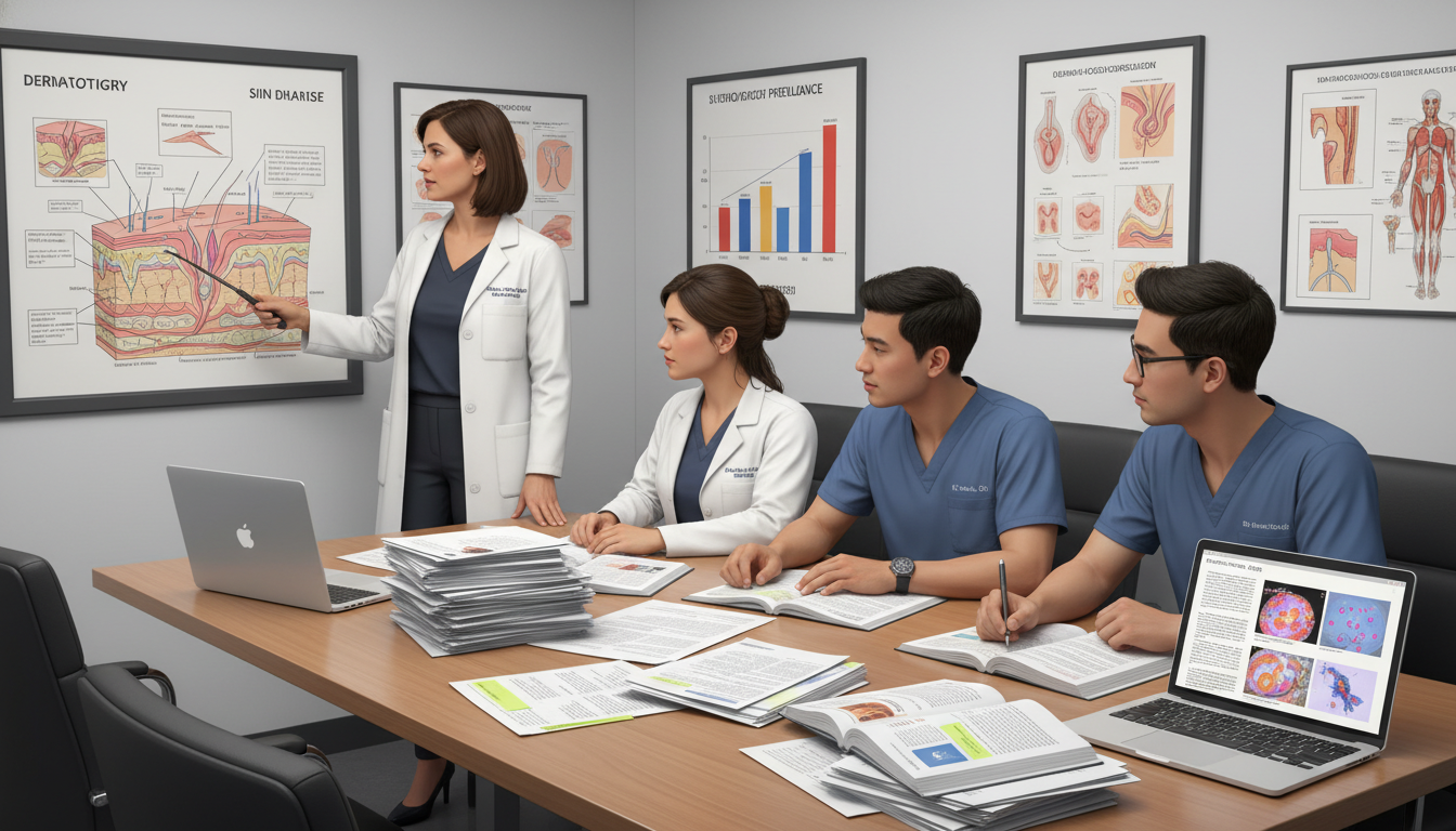 Dermatology residents collaborating on a clinical research project - DO graduate residency for Research During Residency for